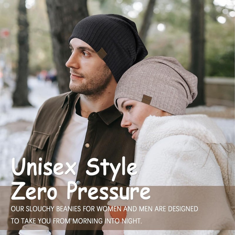 HAMUNI Slouchy Beanie for Men Women Soft Lightweight Running Beanie Hat Chemo Cap Skull Cap - Image 5